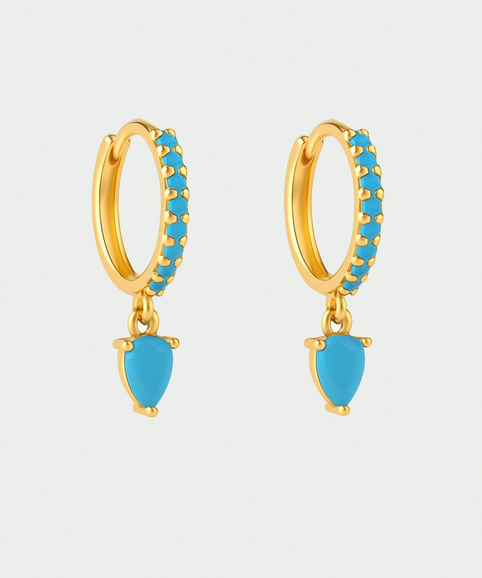 Brinco Marcia Ouro Turquesa - BRINCOS - DAANA