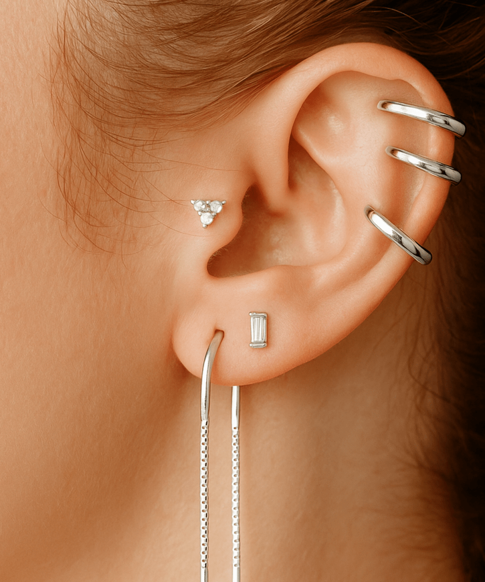 Piercing Leah Prata Branco - PIERCINGS - DAANA