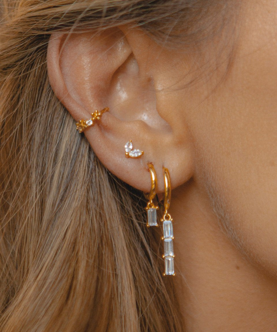 Brinco Elaine Prata Branco - BRINCOS - DAANA