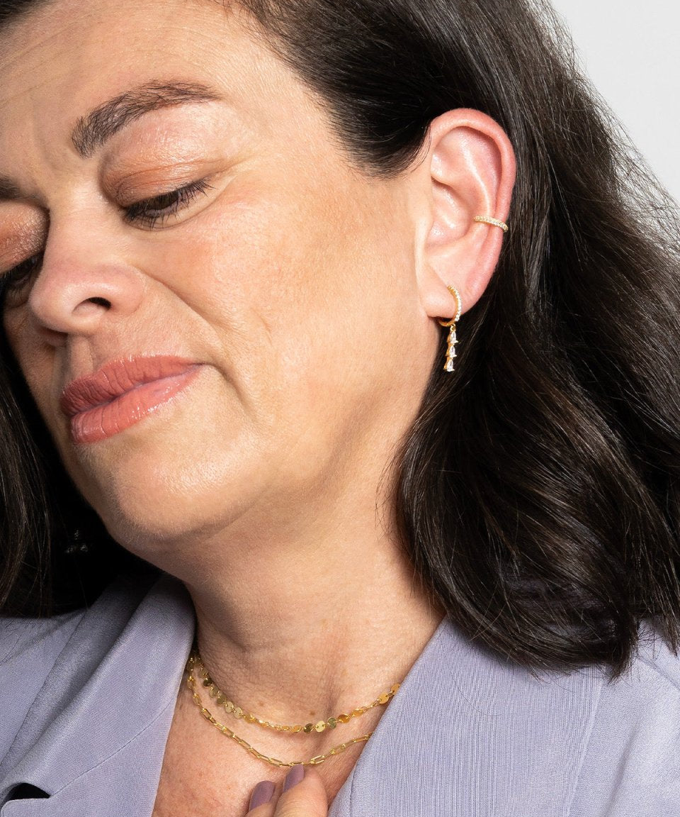 Brinco Sandra Prata Branco - BRINCOS - DAANA