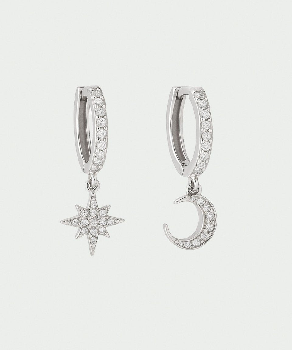 Lua e Estrela Prata - Brincos - DAANA