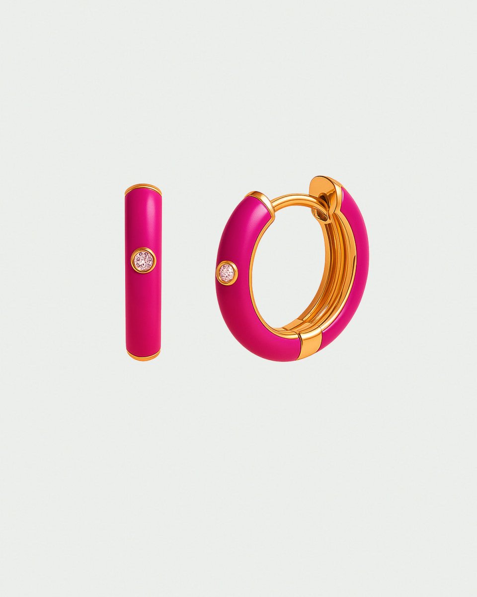 Brinco Julia Ouro Fucsia - BRINCOS - DAANA